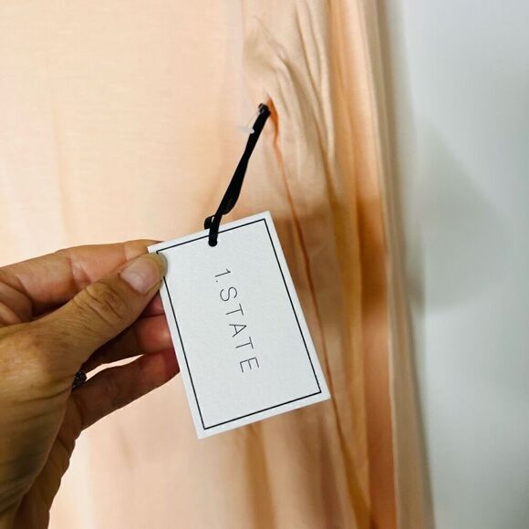 1. State Peachy Pink Single Cold Shoulder Lyocell Long Sleeve Shirt Top NWT! - Picture 6 of 7